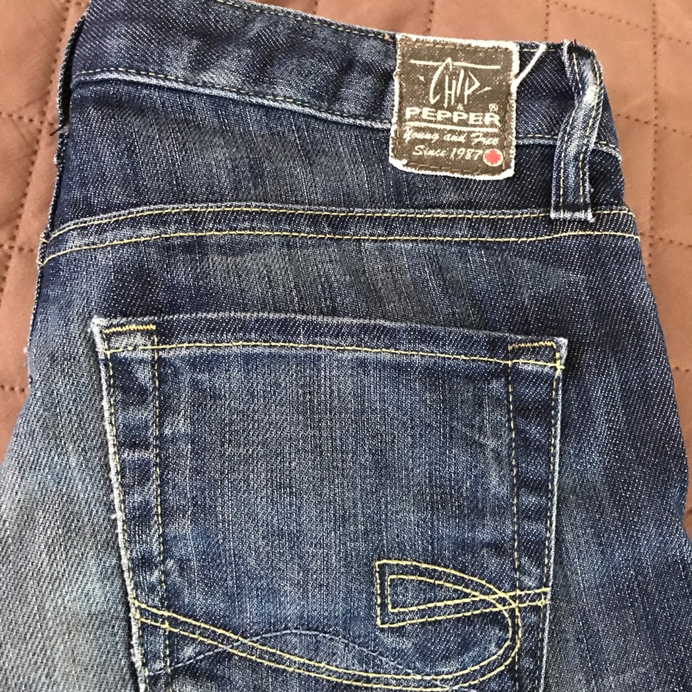 Chip and pepper wide leg jeans